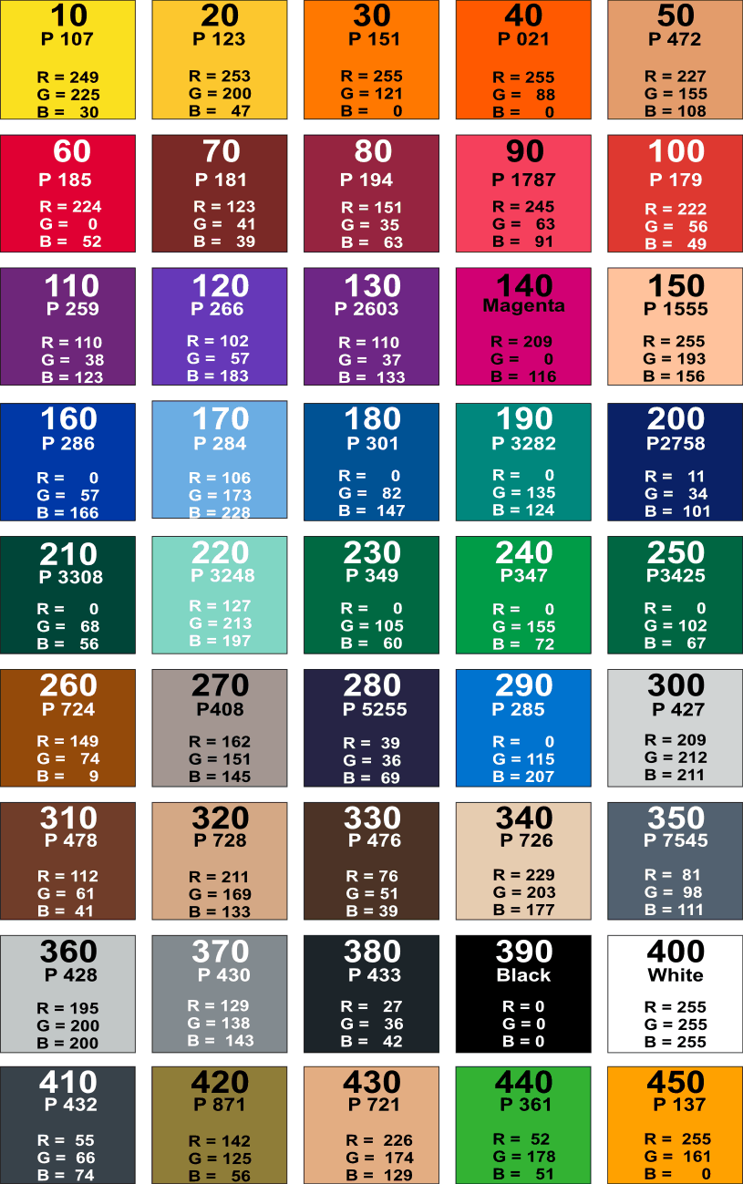 45 Farbenpalette